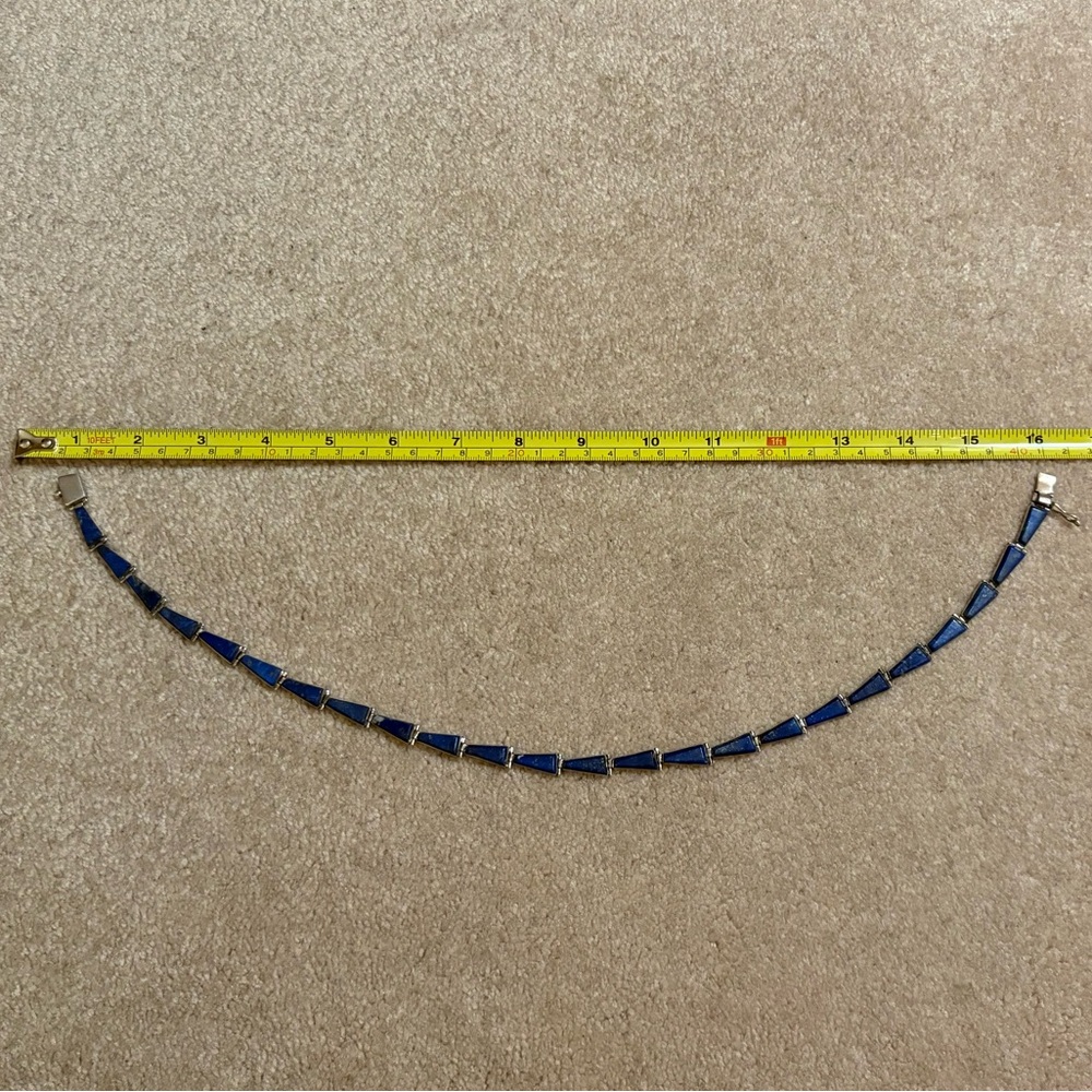 Vintage Sterling Silver and Lapis Necklace - Picture 3 of 4